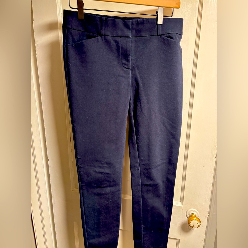 Navy skinny leg slacks from Loft - 0